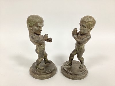 Lot 1293 - Boxing; Pair of XIX Century Cast Metal Figures...