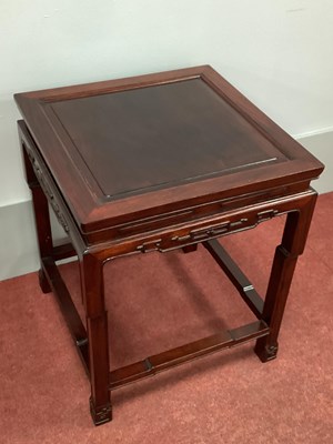 Lot 1503 - A Chinese Hardwood Table, with panelled top,...