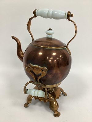 Lot 1303 - A Late XIX Century Copper Spirit Kettle on...