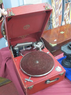 Lot 1288 - Columbia Portable Gramaphone, in red...