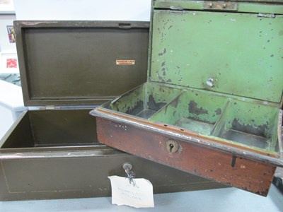 Lot 1367 - Early XX Century Green Painted Safety Box,...