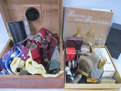 Lot 1450 - Scarves, hard purse, scent bottles, empty...