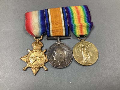 Lot 632 - WWI Medal Trio On Brooch Bar, comprising...