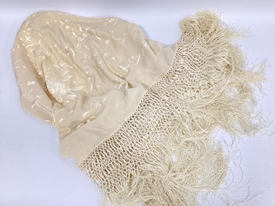 Lot 1350 - An Early XX Century Cream Piano Shawl,...