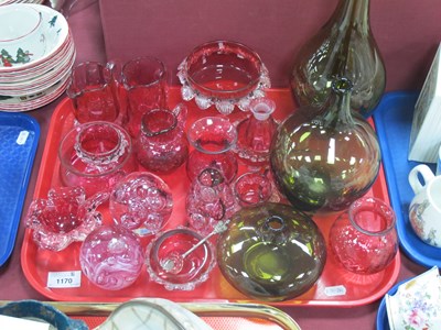 Lot 1170 - XIX Century Cranberry Glass Jugs, etc,...