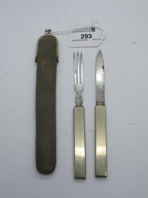 Lot 293 - Campaign Knife and Fork in Nickle Silver, 15cm...