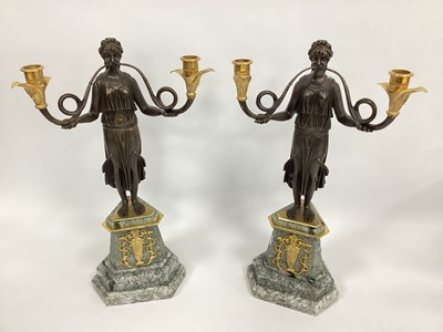 Lot 1334 - A Pair of Reproduction Speltre Two Branch...