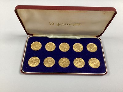 Lot 208 - Ten George V Gold Sovereigns In A Fitted Case,...