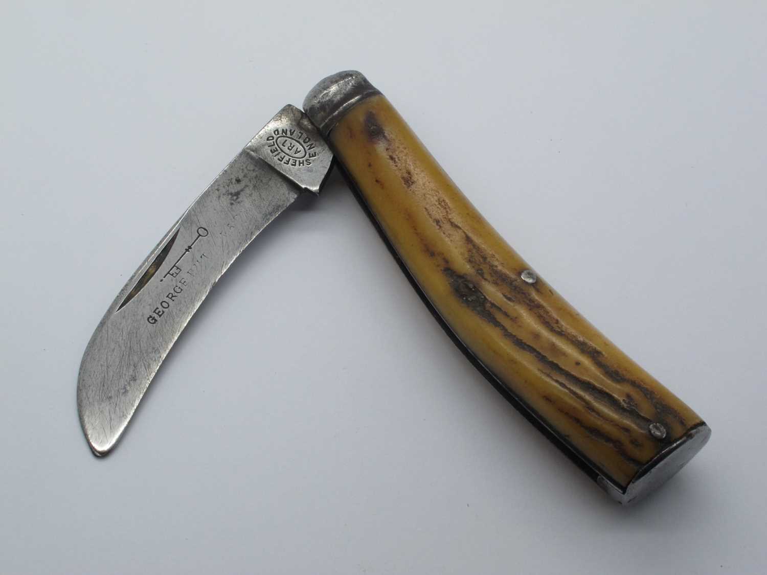 Lot 136 - Flat Bottom Pruning Knife, George Butler, stag...