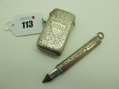 Lot 113 - A Hallmarked Silver Vesta Case, allover leaf...