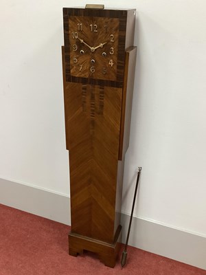 Lot 1467 - A 1930's Art Deco Walnut Grandmother Clock,...