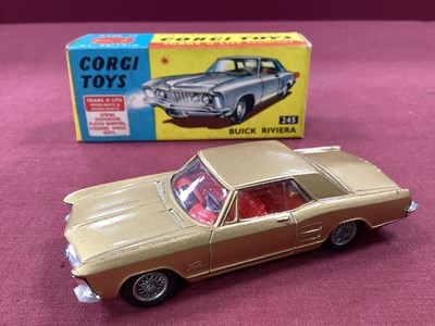 Lot 684 - Corgi Toys No 245 Buick Riviera, gold, overall...