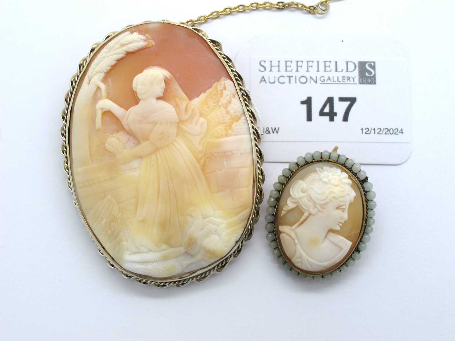 Lot 147 - An Antique Style Large Carved Shell Cameo...