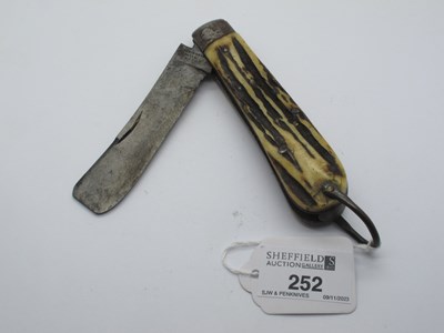 Lot 252 - Sailors Knife, stag scales, ring, loose...