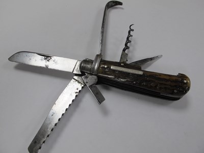 Lot 26 - Horseman Knife, Lockwood Brothers, stag scales,...