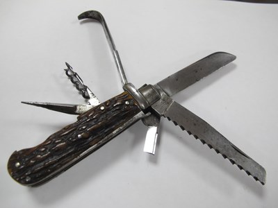 Lot 26 - Horseman Knife, Lockwood Brothers, stag scales,...