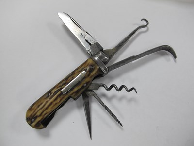 Lot 26 - Horseman Knife, Lockwood Brothers, stag scales,...