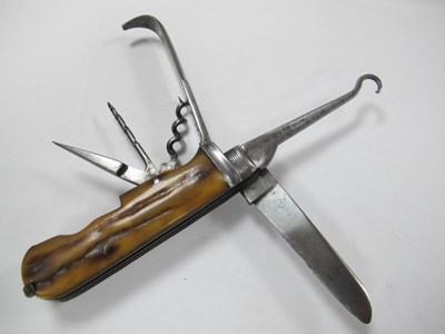 Lot 26 - Horseman Knife, Lockwood Brothers, stag scales,...