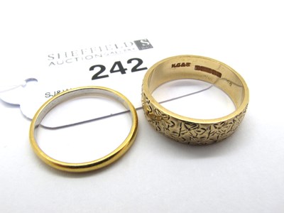 Lot 242 - A 9ct Gold Wedding Band, of foliate design...