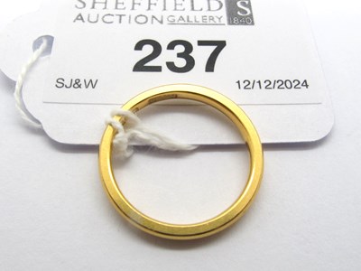 Lot 237 - A 22ct Gold Slim Band Ring, (finger size L1/2)...