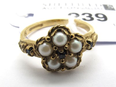 Lot 239 - A Vintage 9ct Gold Pearl and Sapphire Cluster...