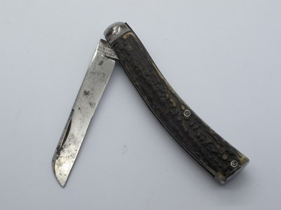 Lot 76 - Flat Bottom Pruner, stag scales, clicks...