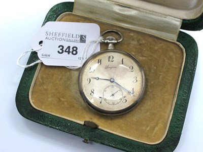 Lot 348 - Longines; A Gent's Openface Pocketwatch, the...