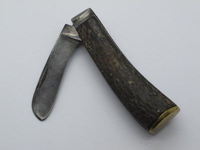 Lot 92 - Flat Brass Bottom Pruner, Sheffield, stag...