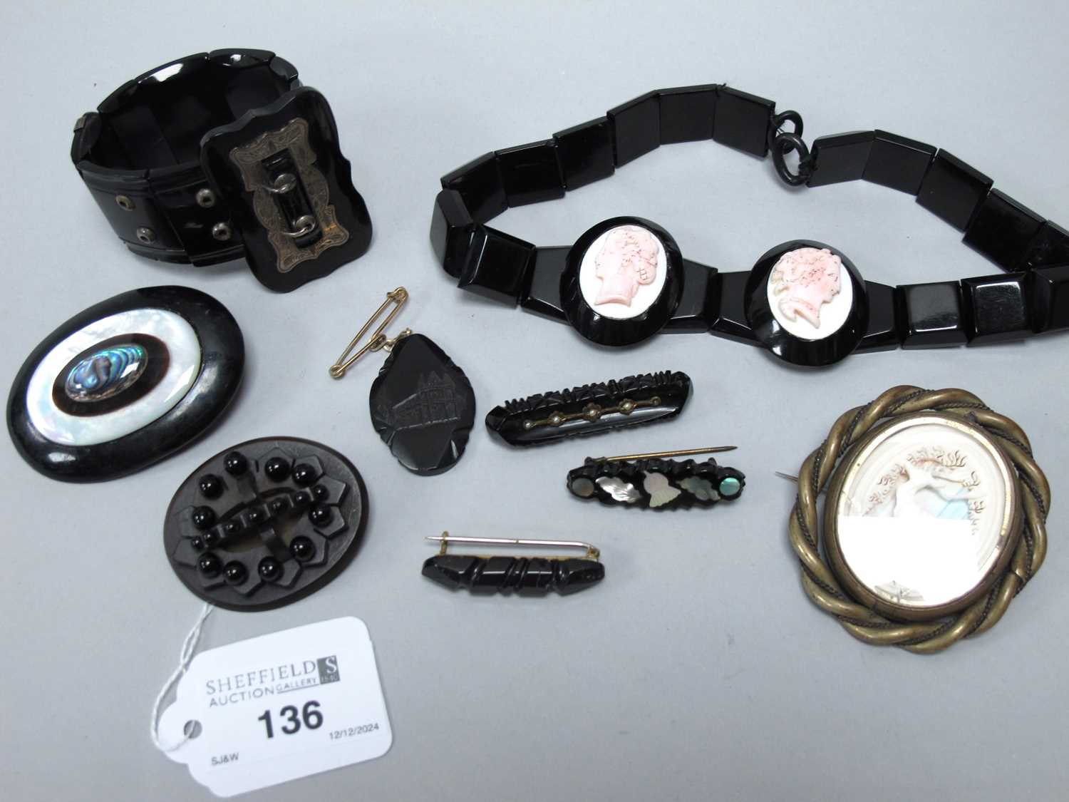 Lot 136 - A Collection of Jet Coloured Jewellery, to...