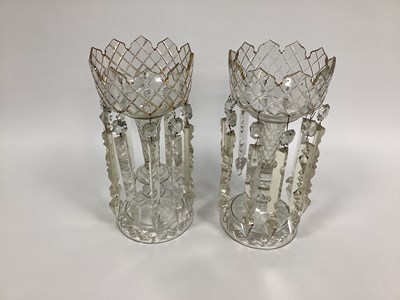 Lot 1014 - A Pair of Late XIX Century Glass Table Lustres,...