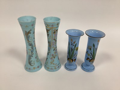 Lot 1007 - A Pair of XIX Century Turquoise Waisted Glass...