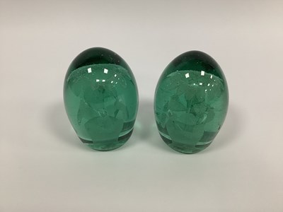 Lot 1218 - A Pair of Late XIX Century Green Glass Dumps,...