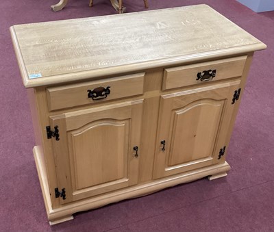 Lot 1575 - Light Wood Cupboard with twin drawers over...