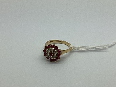 Lot 212 - A 9ct Gold Cluster Ring, of flowerhead design,...