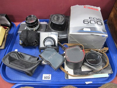 Lot 1473 - Cameras, to include Olympus FTL with an...