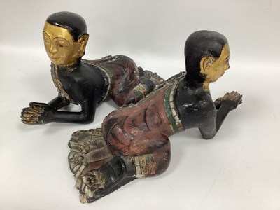 Lot 1164 - A Large Pair of Carved and Lacquered Wood...