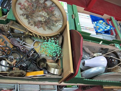 Lot 1100 - Scales, cutlery, brass table lamp etc (two...