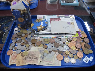 Lot 1337 - Coinage, banknotes, unused and used stamps:-...