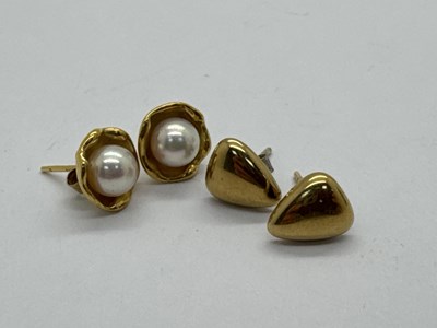 Lot 107 - A Pair of 9ct Gold Pearl Earrings, together...