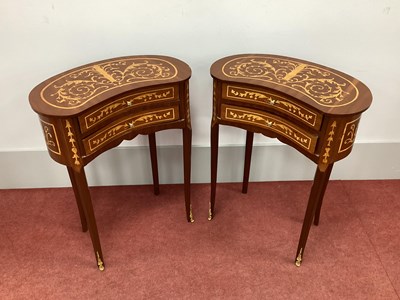 Lot 1571 - A Pair of French Style Kidney Shaped Inlaid...