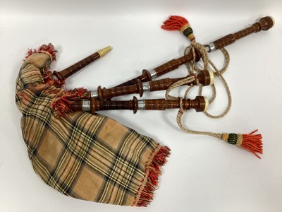 Lot 1397 - A Set of Mid XX Century Bagpipes, with tartan...