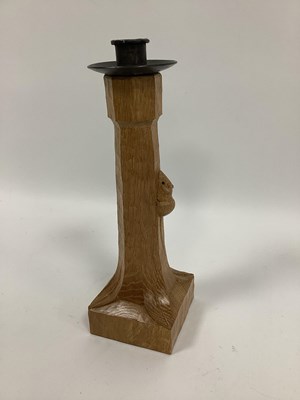 Lot 1298 - A Robert 'Mouseman' Thompson Oak Candlestick,...