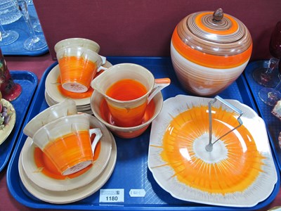 Lot 1180 - Myott Art Deco Part Tea Set, handpainted in an...