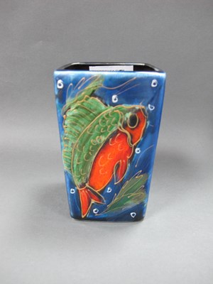 Lot 1156 - Anita Harris 'Koi-Carp' Square Vase, gold...