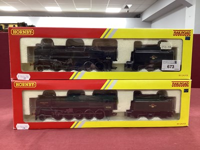 Lot 673 - Two boxed Hornby Railroad OO gauge 9F...