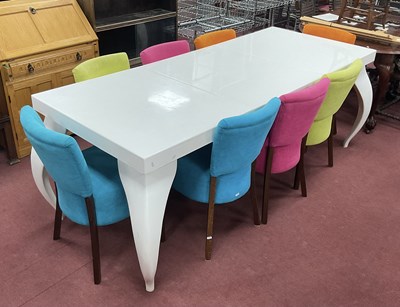 Lot 1542 - White Rectangular Shaped Table, on shaped...