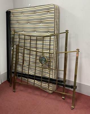 Lot 1521 - Early XX Century Brass Bed, with rail supports,...