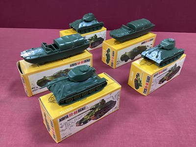 Lot 635 - Five Airfix HO-OO Scale Plastic Model Military...