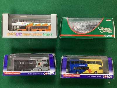 Lot 500 - Four 1:76th Scale Diecast Model Buses by Corgi,...