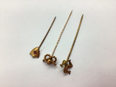 Lot 160 - A Victorian Style Love Knot Stick Pin, stamped...